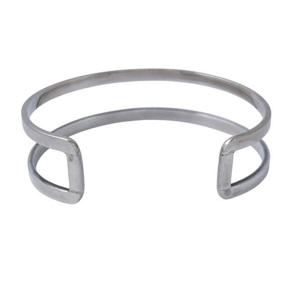 Estate Sterling Silver 925 Double Bar Open Cuff Bracelet 6.75" - Picture 6 of 11